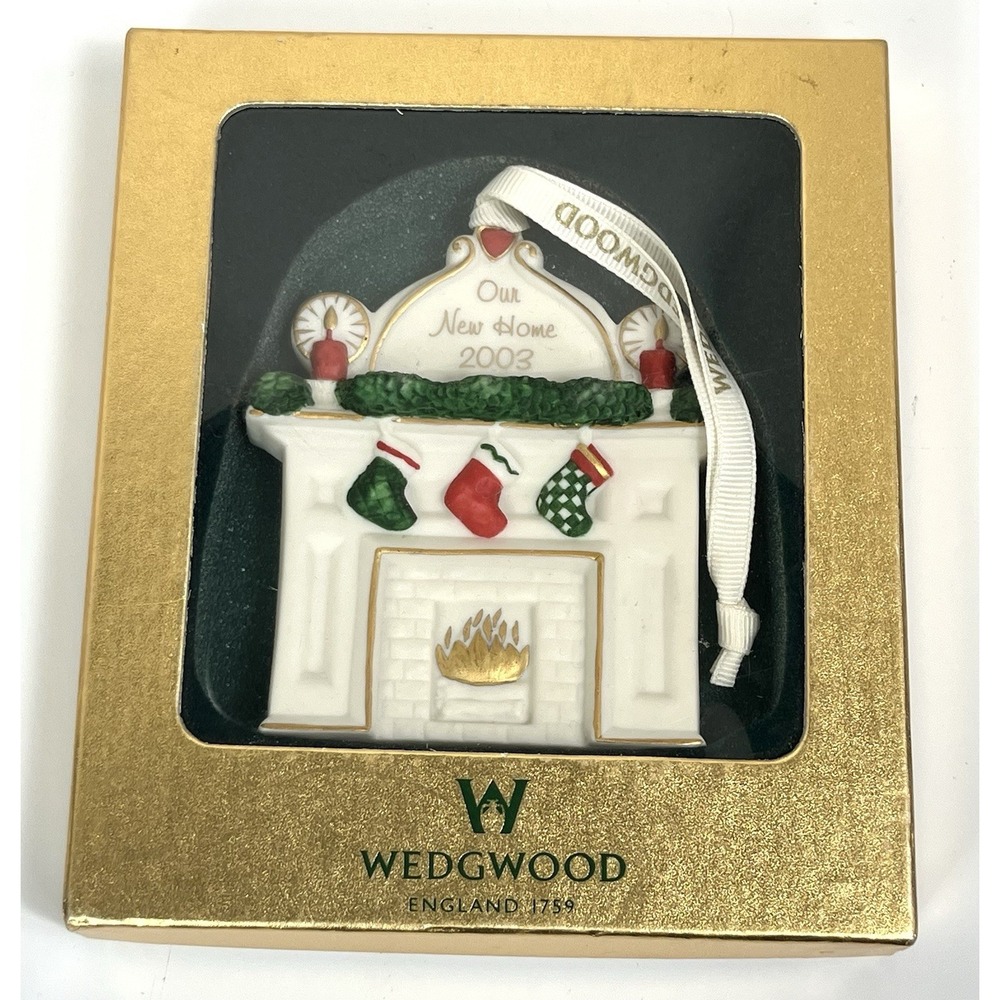 WEDGWOOD Porcelain 2003 Our New Home Christmas Ornament Fireplace NIB